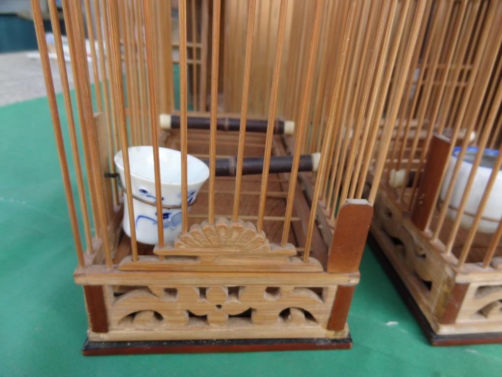 鳥かご かご 鳥籠 竹製 木製 メジロ ウグイス 昭和レトロ 中古 現状品
