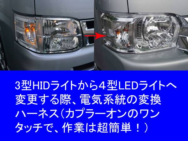 200系ハイエース 3型HID⇒4型LEDヘッドライト フェイスチェンジ 変換