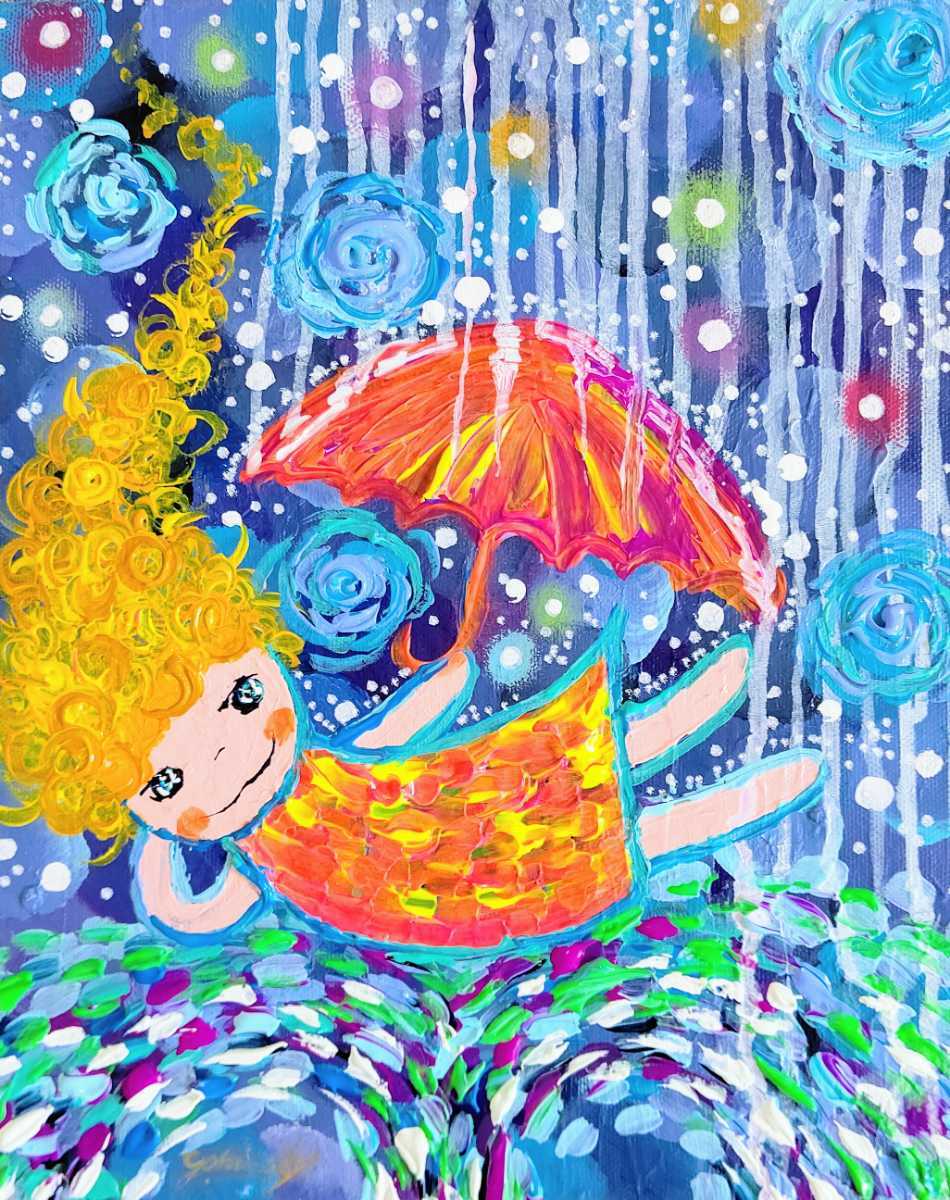 新藤淑子【君といつまでも】1点物。真作。原画。絵画。直筆サイン 