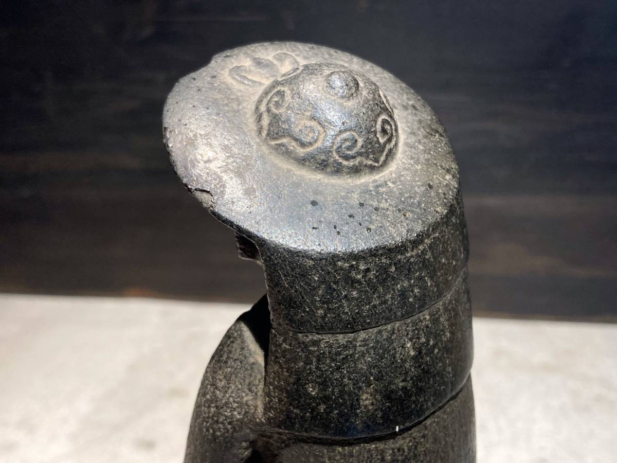 □李朝時代 石彫 獣 人物 高さ20.5cm 石仏 朝鮮仏教美術□時代物 