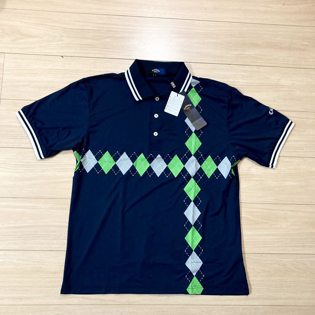 Callaway Collection キャロウェイ ゴルフウェア ポロシャツ 半袖シャツ Lサイズ 紺 日本製 新品 未使用品