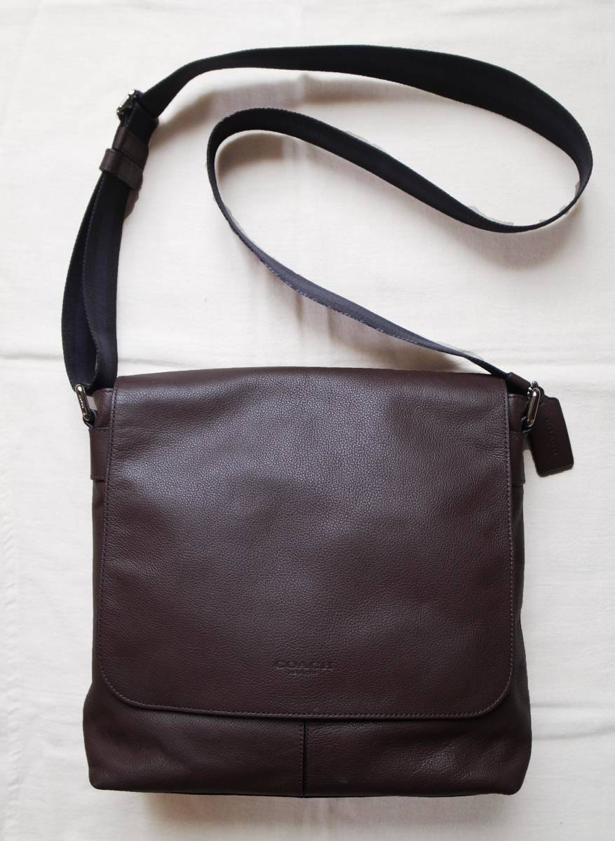 COACH コーチ フラップ付き レザーショルダーバッグ F72362 ダーク