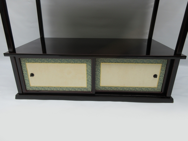 溜塗 紹鴎棚 □ 茶道具 大棚 [溜塗] □ 天然木 組立式 茶棚 漆塗 紙箱