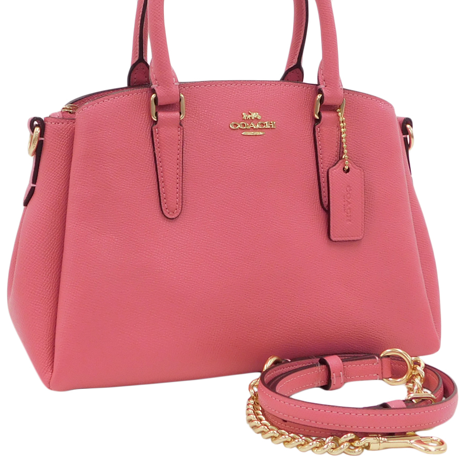 1円 ■ 未使用品 コーチ 2wayバッグ ピンク系 レザー ペプルドレザー 手持ち 肩掛け F28977 COACH ■ Bgg