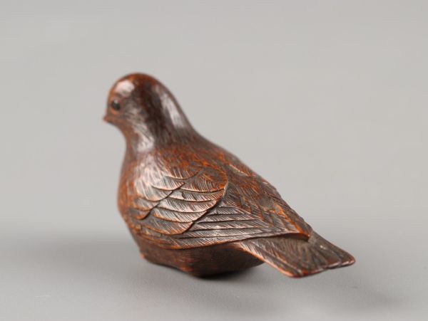 古美術 時代木彫 堤物 玉水 在銘 鳥 根付 古作 時代物 極上品 初だし品