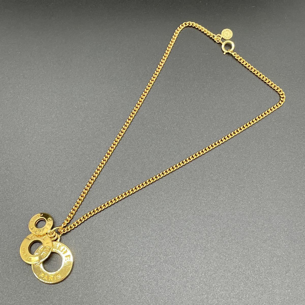 CELINE セリーヌ 希少 サークル ネックレス ゴールド ヴィンテージ 1円 極美品 CELINE セリーヌ サークルロゴ チェーンネックレス