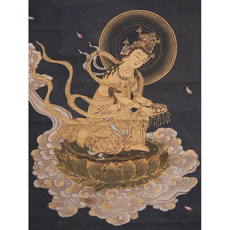 掛軸 仏画 五優品 五 古仏画『阿弥陀三尊来迎像・雨宝童子』絹本肉筆
