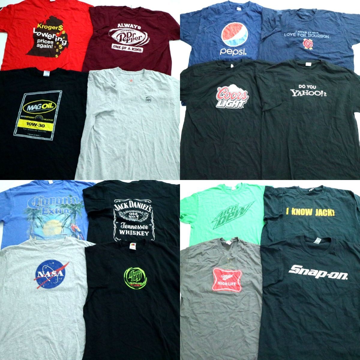 新作登場，100%新品 有名企業Tシャツ set ペプシ NASA 他 メンズXL 16枚セット まとめ売り 古着卸 1円スタート 最落なし MH5633(メンズファッション)｜売買されたオークション情報、yahooの商品情報をアーカイブ公開 - その他
