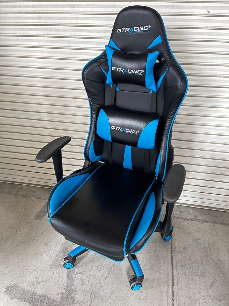 SG070604 GTRACING ゲーミングチェア GT909 Blue 収納式