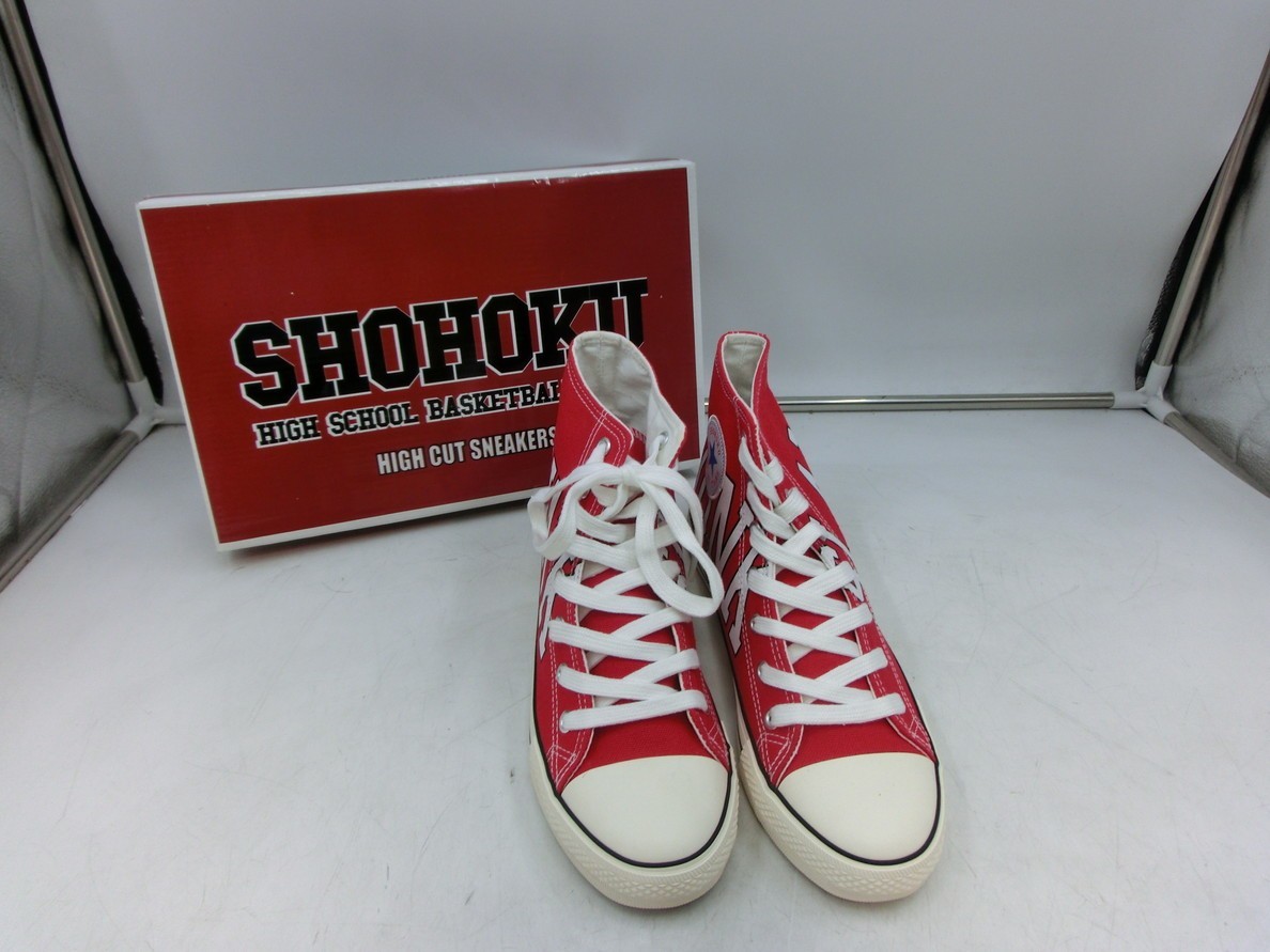 未使用 美品 24cm Shohoku Slamdunk Z3757 コンバースオールスター風 スニーカー スラムダンク ハイカット バッシュ 湘北 箱付 赤 靴 最安挑戦 スラムダンク