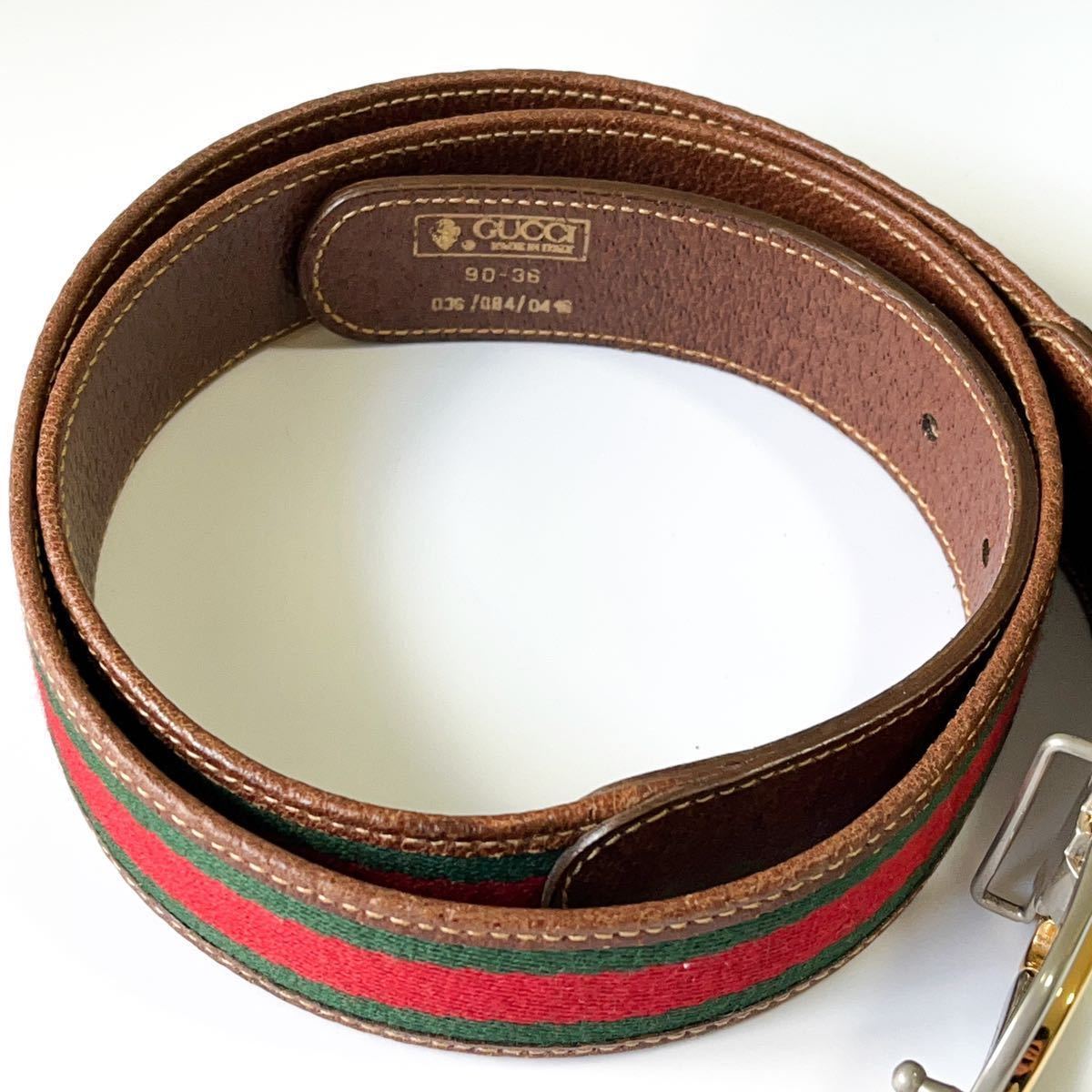 OLD】GUCCI ベルトシェリーラインレザーゴールド90 OLD】GUCCI ベルトシェリーラインレザーゴールド90