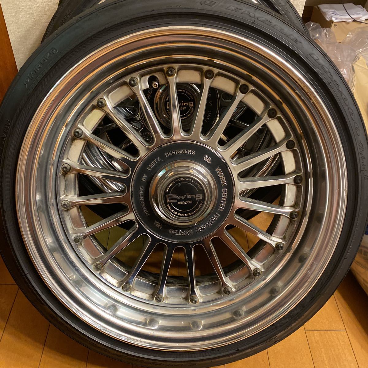 WORK Ewing 114.3 4h 4穴 7j +15? 15インチ 4本 旧車 深リム 旧車