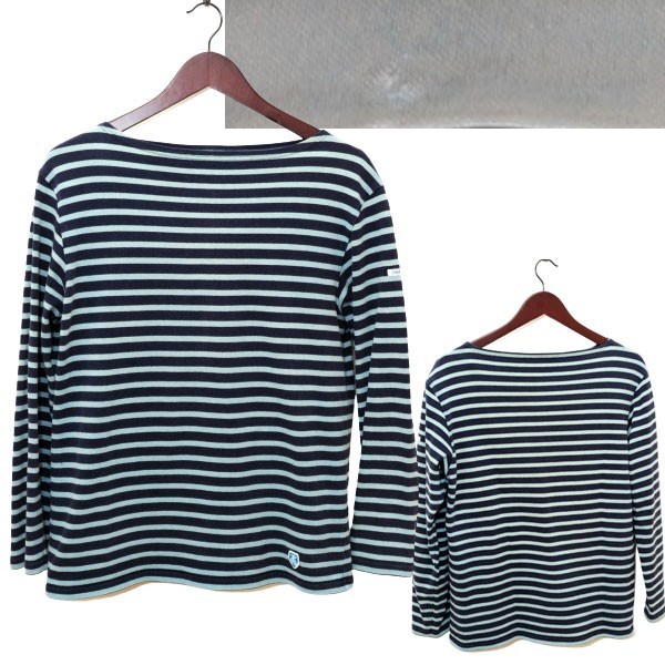 ★国内正規品 ORCIVAL オーシバル（オーチバル）フランス製 名品 ボートネック コットンロード ボーダー バスクシャツ サイズ4 USED