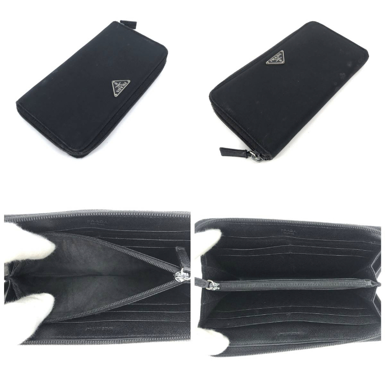 プラダ ラウンドファスナー 長財布 ナイロン ブラック 黒 三角ロゴ