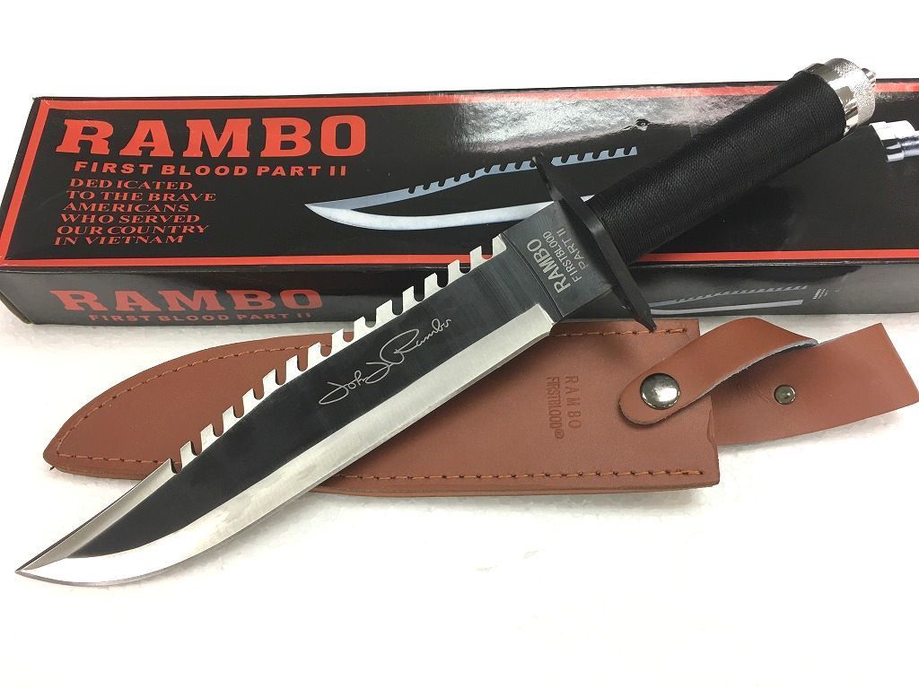  RAMBO2 ランボー2 サバイバルナイフ 極厚ブレード RAMBO FIRST BLOOD キャンプ ハンティングナイフ 外箱に変形くぼみ等あり(ハンティングナイフ、狩猟刀)｜売買されたオークション情報、yahooの商 ハンティングナイフ、狩猟刀