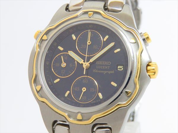 格安，大人気 SEIKO セイコー LUCENT ルーセント クロノグラフ 7T27-6000 クォーツ ネイビー文字盤 SS メンズ(その他)｜売買されたオークション情報、yahooの商品情報をアーカイブ公開 - オークファン その他