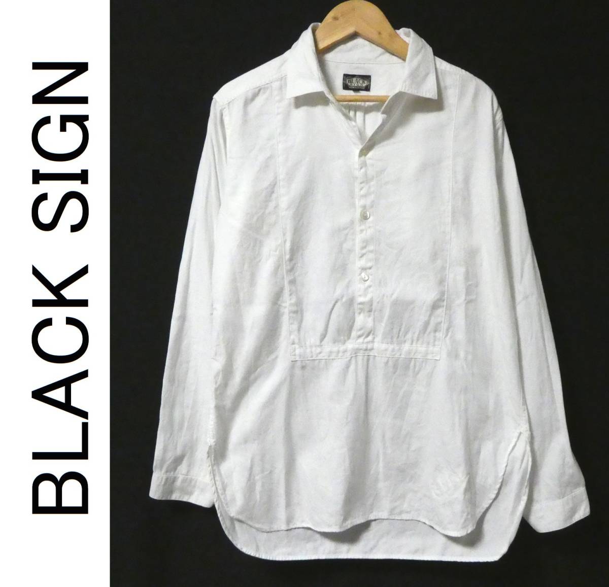 BLACK SIGN ブラックサイン プルオーバー ドレスシャツ 36 白 ホワイト