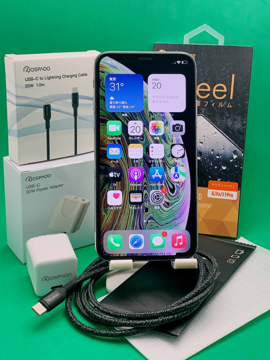 低価，HOT PDセット付属 iPhone Xs 64GB SIMフリー バッテリー85% 格安SIM 使用可 MTAW2J/A Softbank シルバー Apple M0253(iPhone)｜売買されたオークション情報、yahooの商品情報をアーカイブ公開 - オークファン iPhone