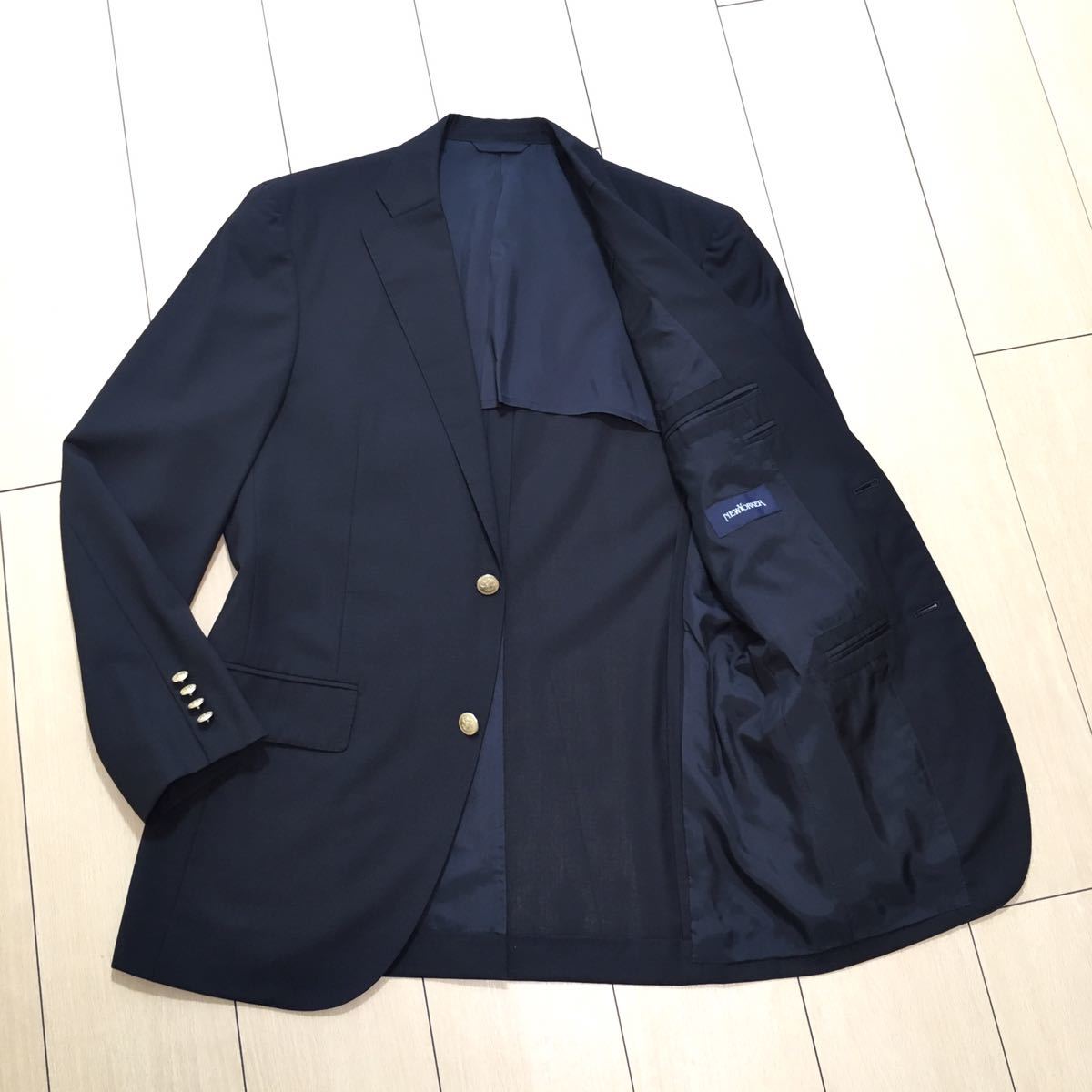 美品☆ニューヨーカー NEWTORKER 【紺ブレザー】ネイビー テーラード 