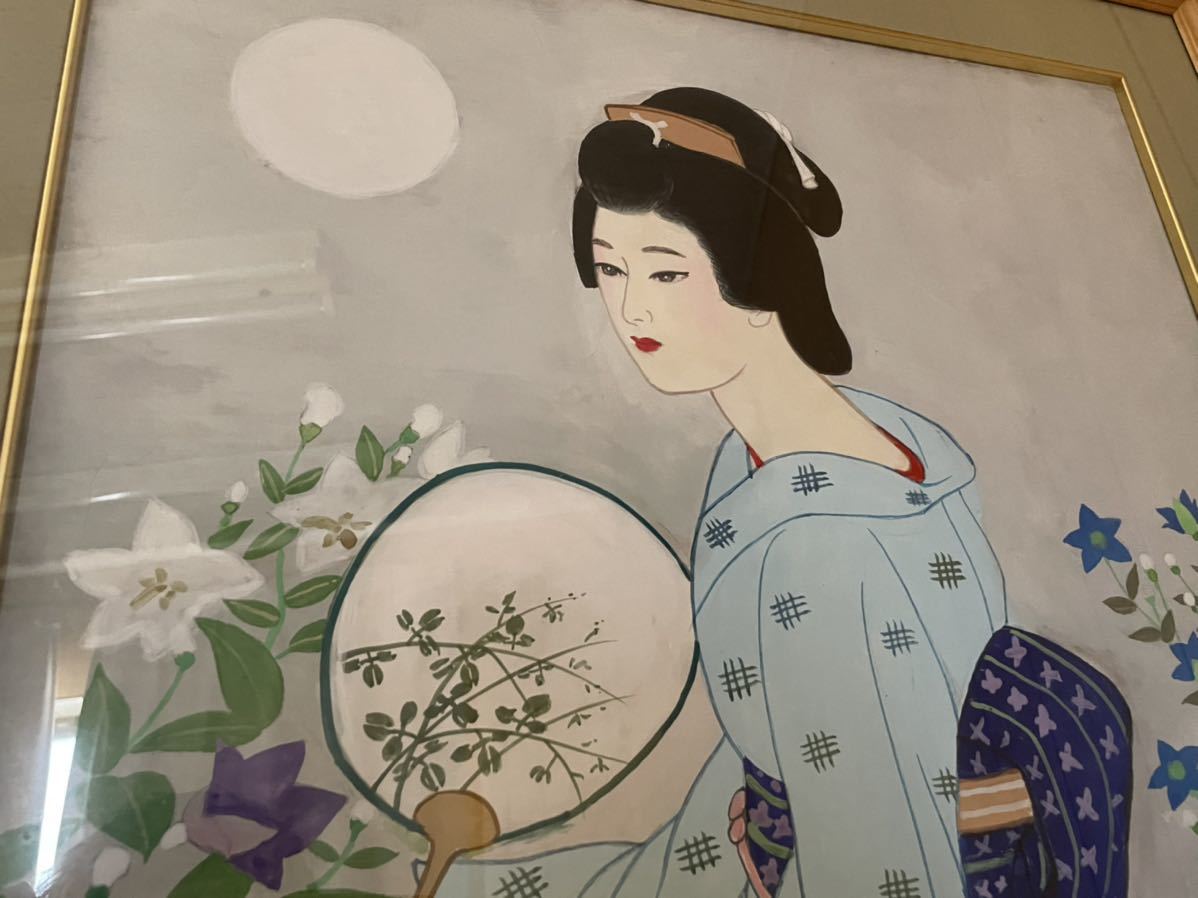 蔵出し！！真作！！ 宮下柚葵 「淳宵」 夏の風物画 伊東深水門下 美人 