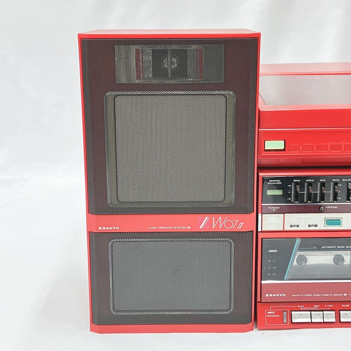 レトロ 昭和 SANYO DC-W07TAC ステレオセット レコードプレーヤー 赤