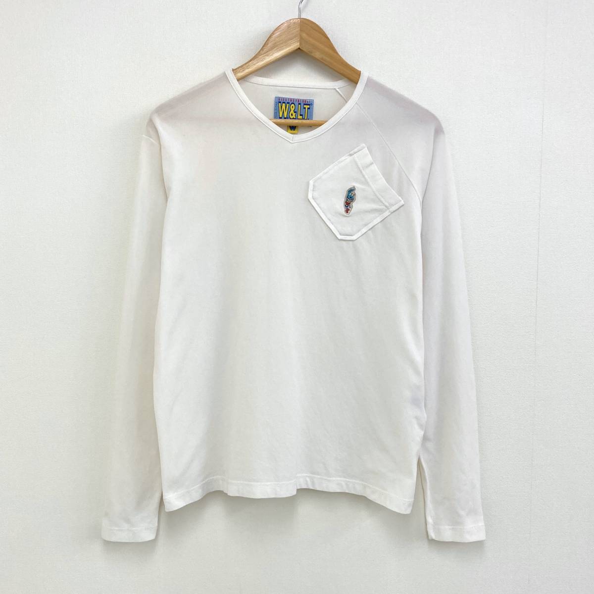 90s W＆LT ウォルト パクパク君 アシンメトリー 長袖 カットソー 白 M 
