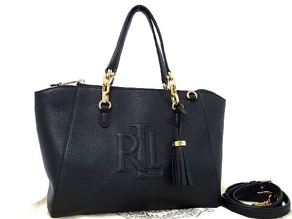 100%新品，本物保証 1円 極 LAUREN RALPH LAUREN ローレンラルフローレン レザー 2WAY トートバッグ ショルダー 肩掛け ブラック系 AB3250Qア(かばん、バッグ)｜売買されたオークション情報、yahooの商品情報をアーカイブ かばん、バッグ