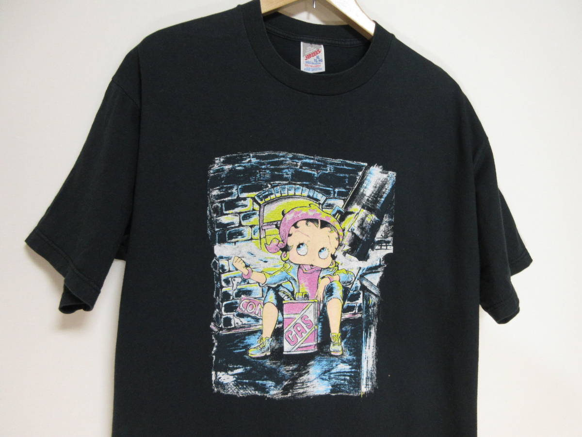 90s USA製 BETTY ヤンキーベティちゃん Tシャツ JERZEESボディ 黒 表記 