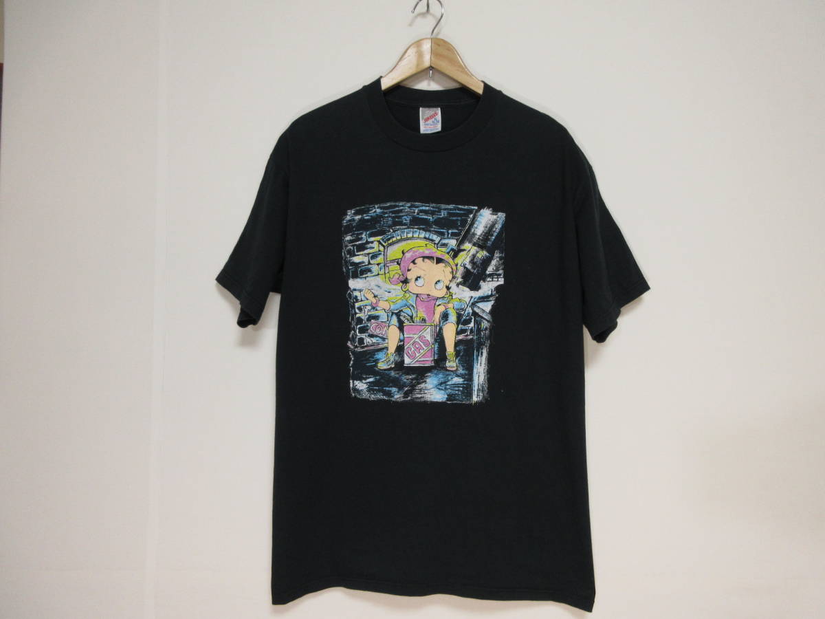 90s USA製 BETTY ヤンキーベティちゃん Tシャツ JERZEESボディ 黒 表記 