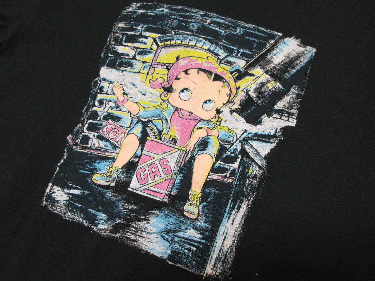 90s USA製 BETTY ヤンキーベティちゃん Tシャツ JERZEESボディ 黒 表記 