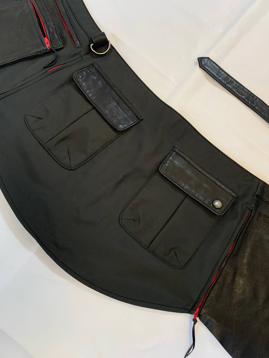 ヴィヴィアンタム山羊革 ヴィヴィアンタム ラップスカート レザー 巻き 山羊革 黒 ラップスカートウエストポーチ