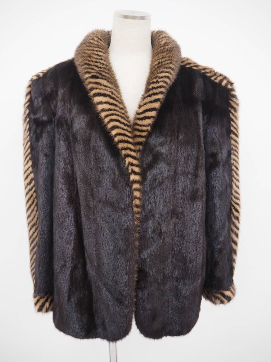 ■マルチカラーミンク■ハーフコート■着丈66㎝■SAGAシルバー■