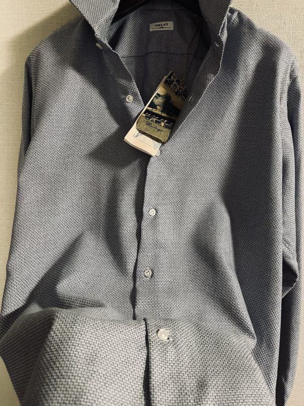 ORIAN（オリアン）｜ORIAN &frasl; オリアンリネンプルオーバーシャツ 全2色 リネンシャツジャケット シャツ 1620】新品3.1万【ORIAN / オリアン　41　洒脱な胸元を演出するホリゾンタルカラー　ロングスリーブイタリアンシャツ】ホワイト×ネイビー