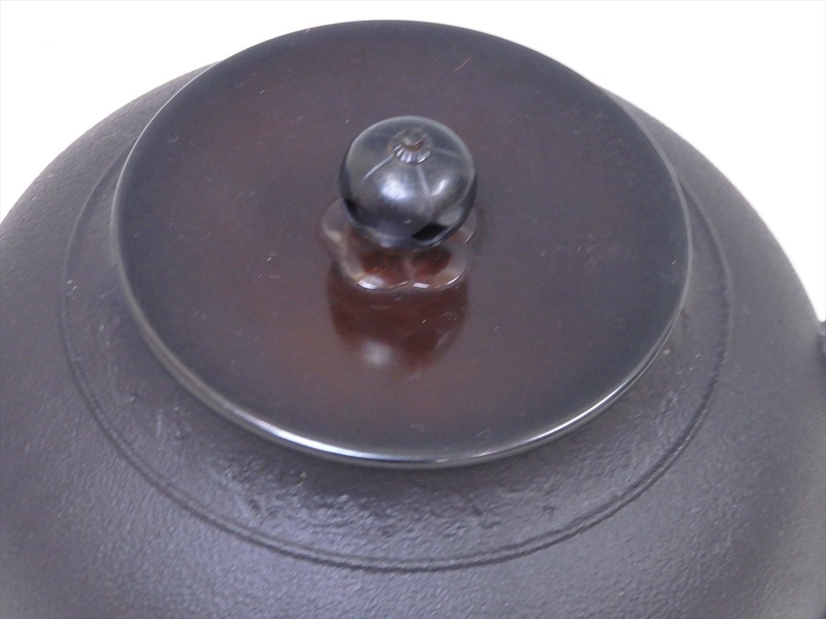 ☆軽量です！【合金 茶釜 銅蓋 釜鐶付き】重さ約1.2キロ 水漏れなし 