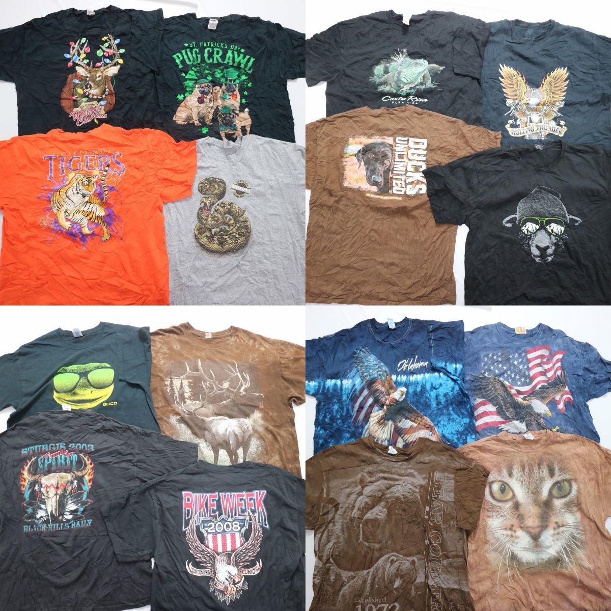 【得価，お買い得】アニマル プリントTシャツ set ネコ 鷹 ヘビ 他 メンズXL/2XL 16枚セット まとめ売り 古着卸 1円スタート 最落なし MI254(イラスト、キャラクター)｜売買されたオークション情報、yahooの商品情報 XLサイズ以上