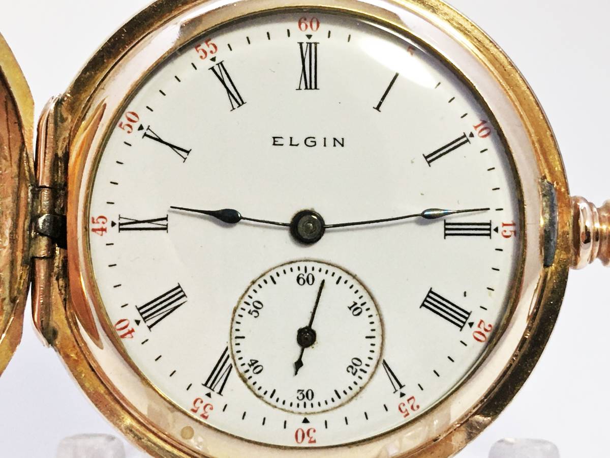 1905年製◇ELGIN 美彫金フルハンター 0S 7石 Gr.320 エルジン懐中時計 