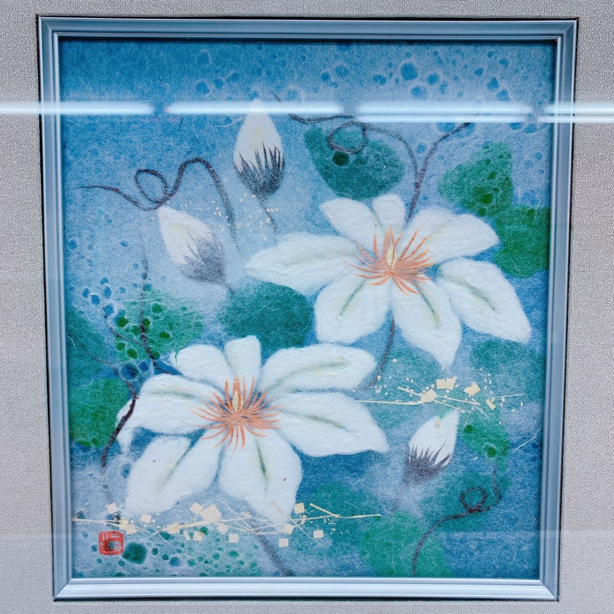 AT165 山内一生 てっせん 和紙工芸 切り絵 貼り絵 作家 中古 現状品(は 