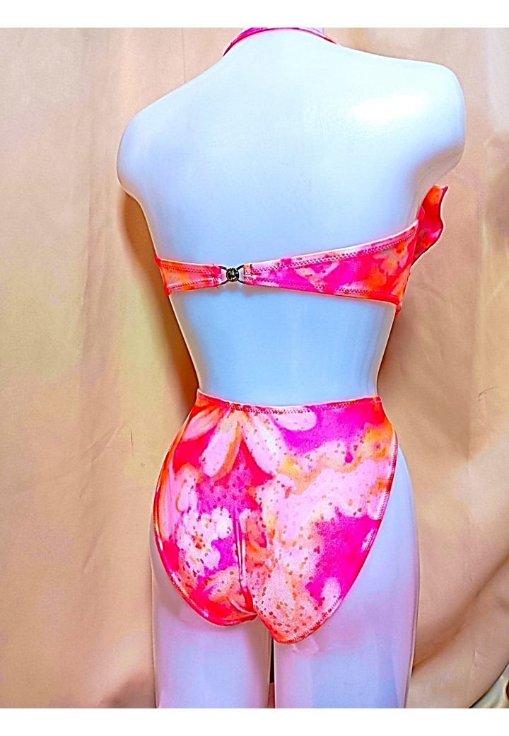 ムース 7M はではでのひらひら 花柄 撮影用 腰上ハイレグ型ワンピース  