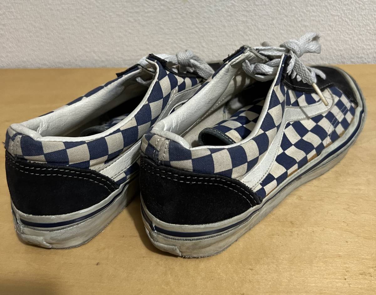 90s VANS SLIP ON チェッカー フラッグ US 9 青 白 USA製 ビンテージ