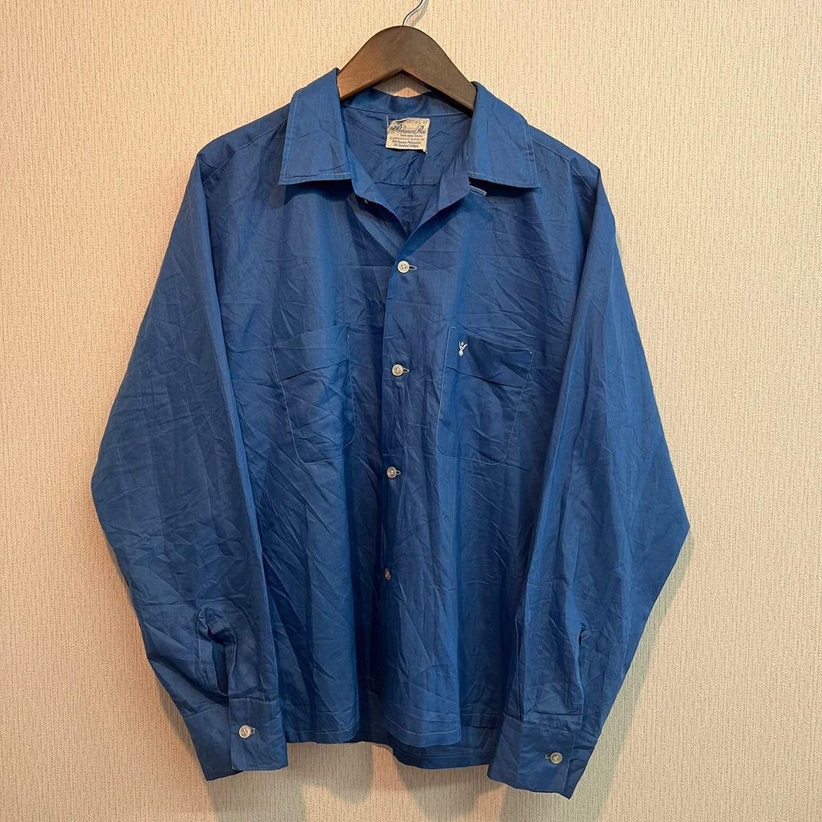 Permanent Press ビンテージ 70s 開襟シャツ L 16-16 1/2 USA製 ロゴ 