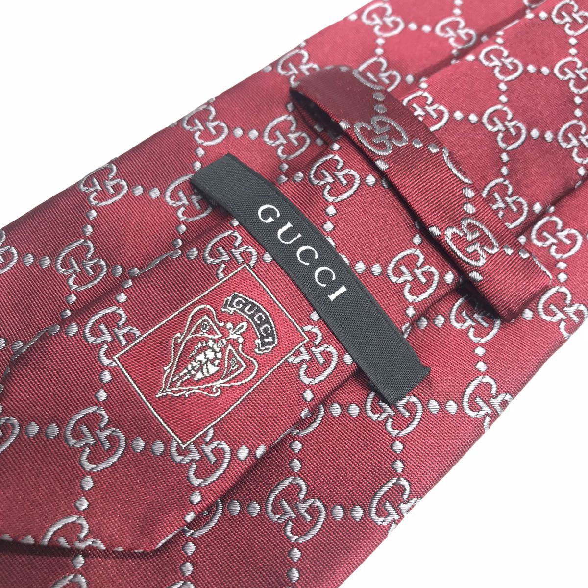 1円 美品 GUCCI グッチ シルクジャカード GGパターン ネクタイ GG柄 総