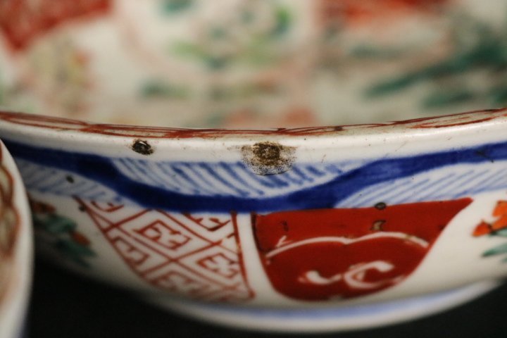 TB526伊万里 色絵 二重高台 色絵鉢 3点◇陶磁器/和食器/焼物/古民具/深