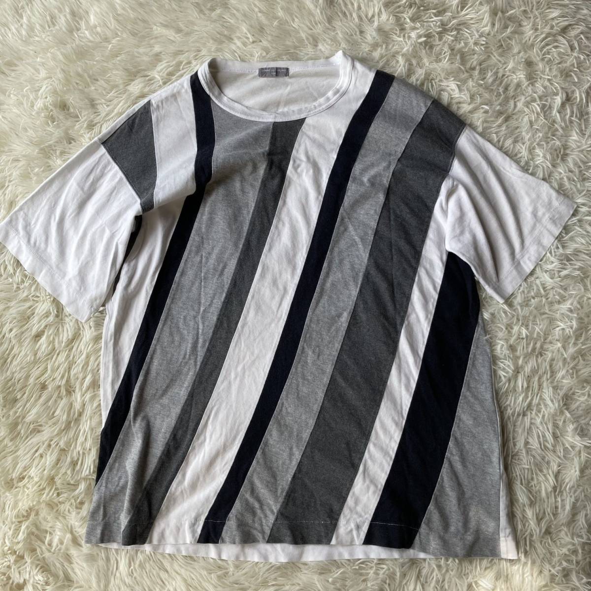  田中啓一 コムデギャルソンオム/COMMEdesGARCONSHOMME 切り替えしデザイン ビッグシルエットストライプＴシャツ FREE(Mサイズ)｜売買されたオークション情報、yahooの商品情報をアーカイブ公開 - オ 男性用