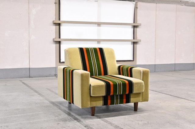 レトロ シングルソファ モダン家具 シングルソファa ストライプ レトロ