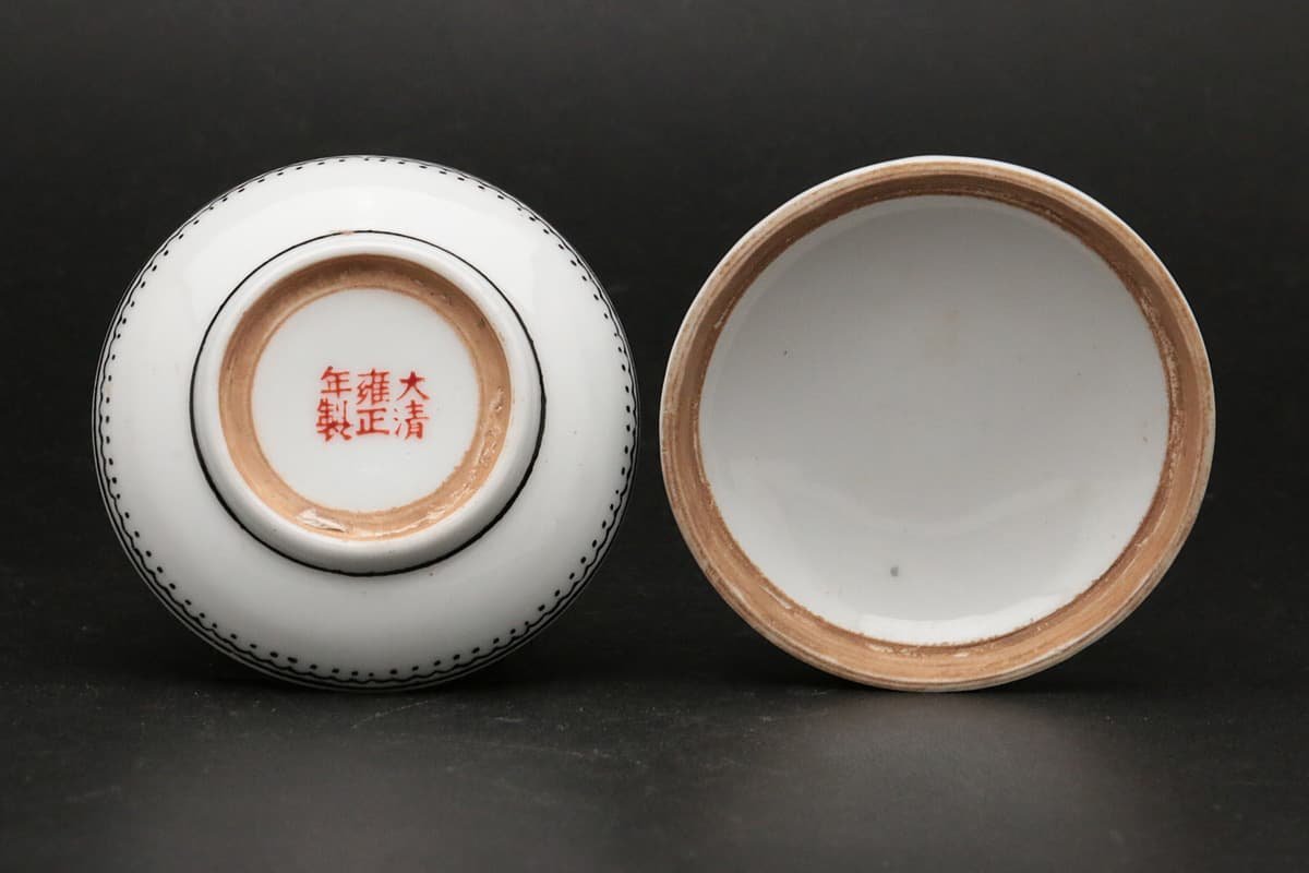 清代同治時期粉彩五子奪魁印泥盒，直徑8.6公分原配蓋，嚴選老胎重彩