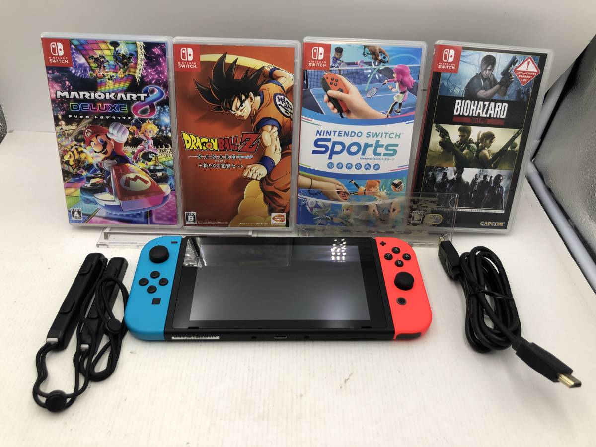08601】[1円～] switch本体 新型 ソフト4本セット（マリオカート8