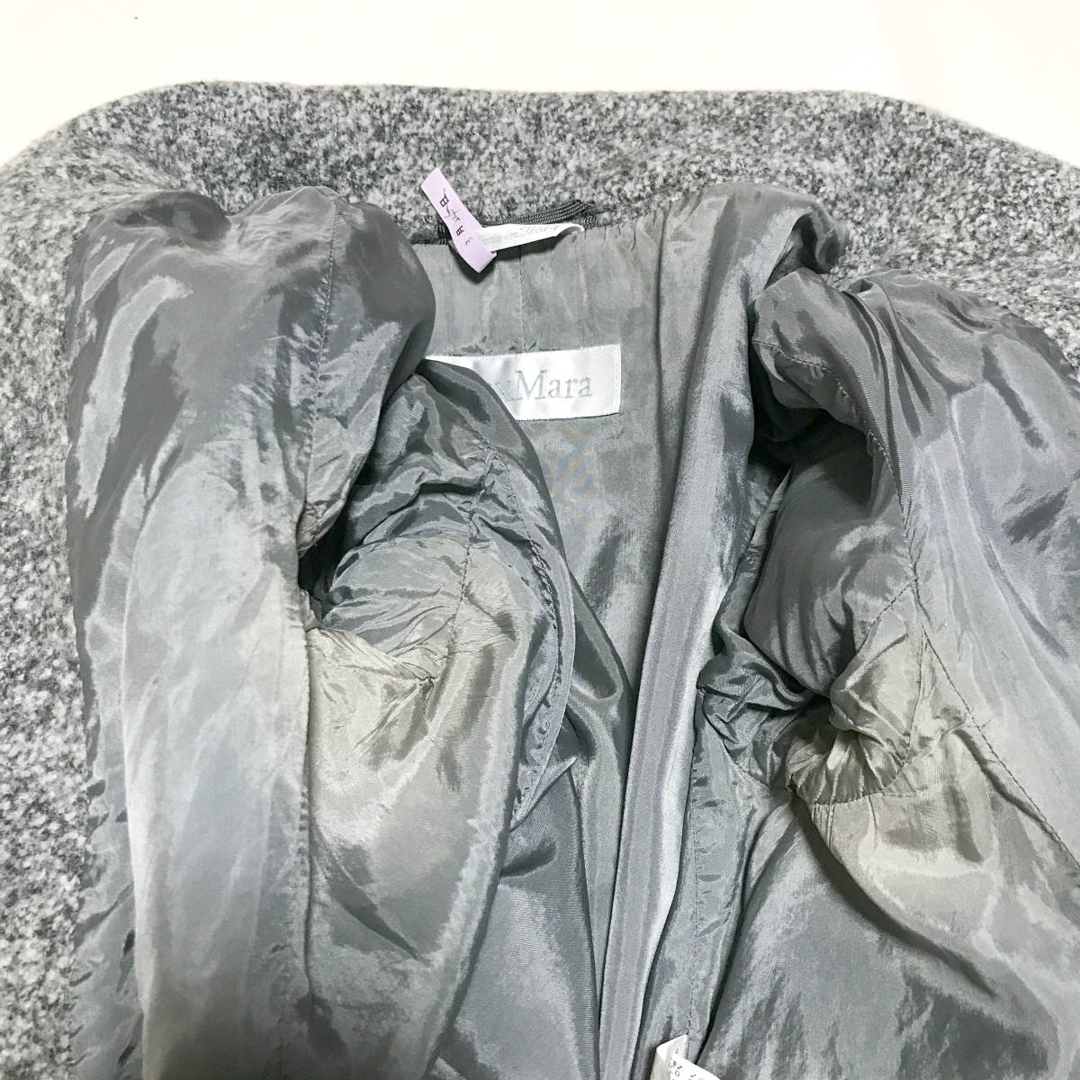 高級 白タグ マックスマーラ コート ツイード グレー 44 MAXMARA