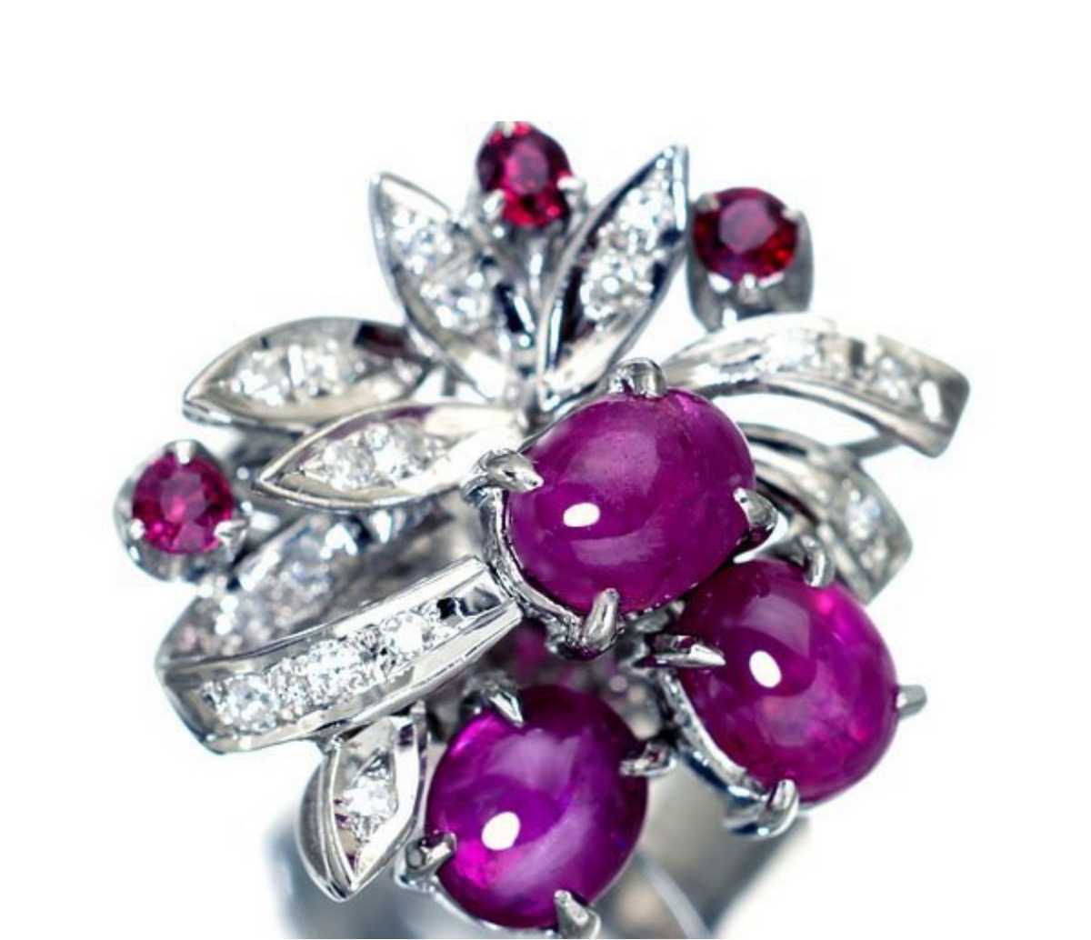 K18 ルビー 0.32ct ダイヤ 0.30 フラワー イヤリング 18金 花 55-9-2 