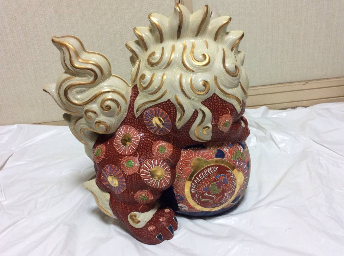 鉄製 玉乗り獅子 唐獅子 狛犬 置物 魔除け 縁起物 オブジェ 骨董