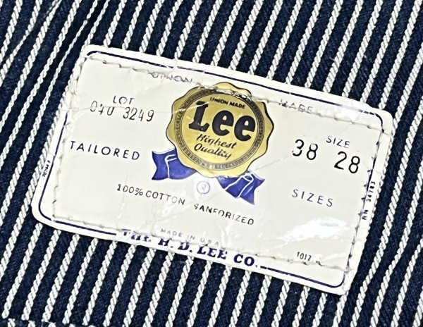 保管品 USA製 オリジナル ビンテージ Lee リー 040-3249 ヒッコリー オーバーオール / サロペット 70s 60s Lee USA製 リー フリマアプリ ラクマ one